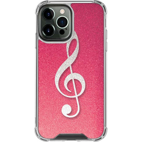 Pink Glitter Music Note iPhone 13 Pro Max Clear Case